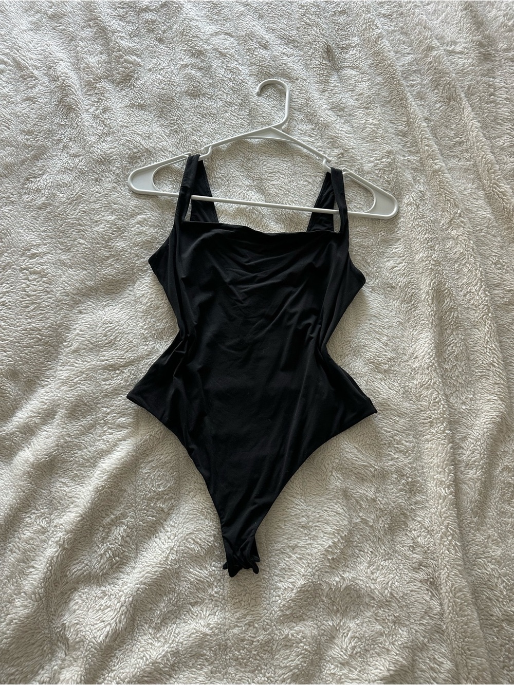 SKIMS Black Square Neckline Scoop Back Bodysuit